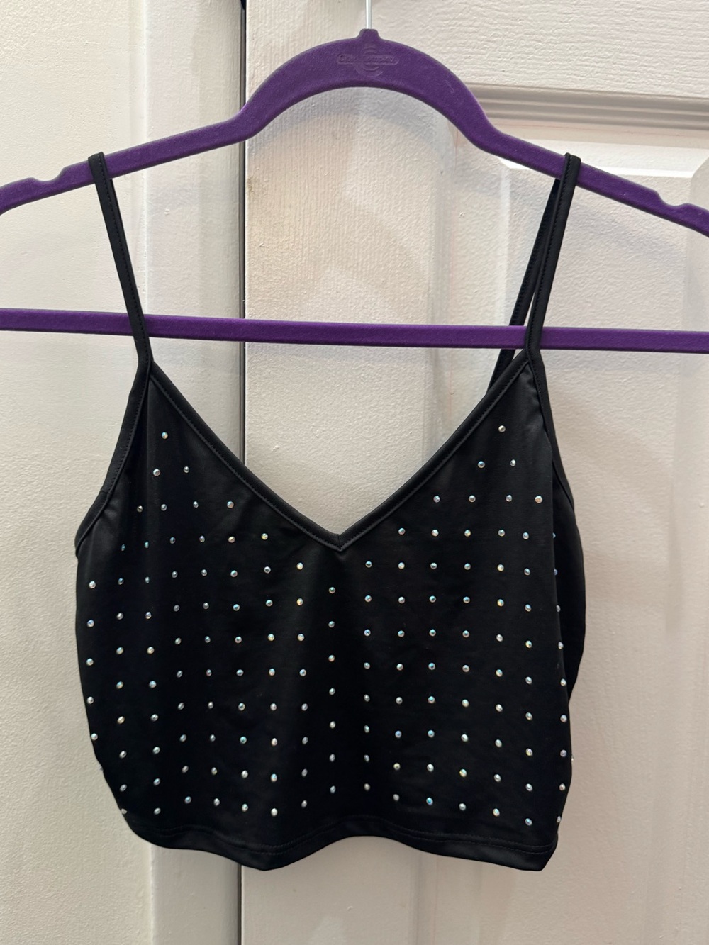 Black Studded Crop Tank Top